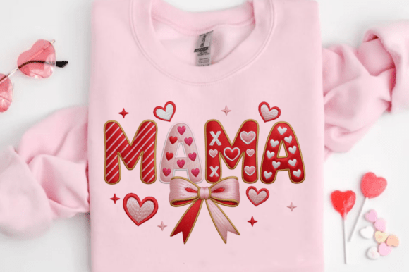 Faux Embroidery Valentine PNG for Seasonal Craft & Apparel