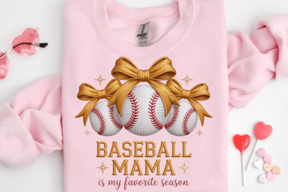 Golden Baseball Bow Faux Embroidery PNG Review