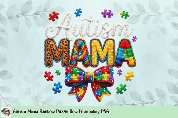 h1Autism Mama Rainbow Puzzle Bow Embroidery PNG Review/h1