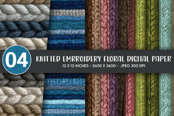 Knitted Embroidery Floral Digital Paper Review