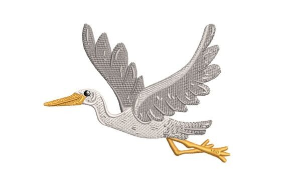 Majestic Flying Heron Embroidery