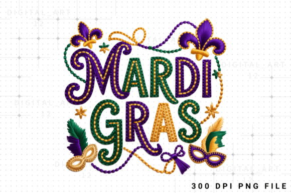 Mardi Gras Embroidery Sublimation Design
