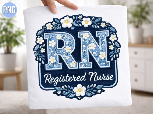 Registered Nurse Floral Embroidery PNG Review