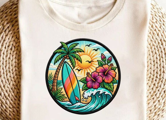 Tropical Beach Hut Embroidery Design PNG Review